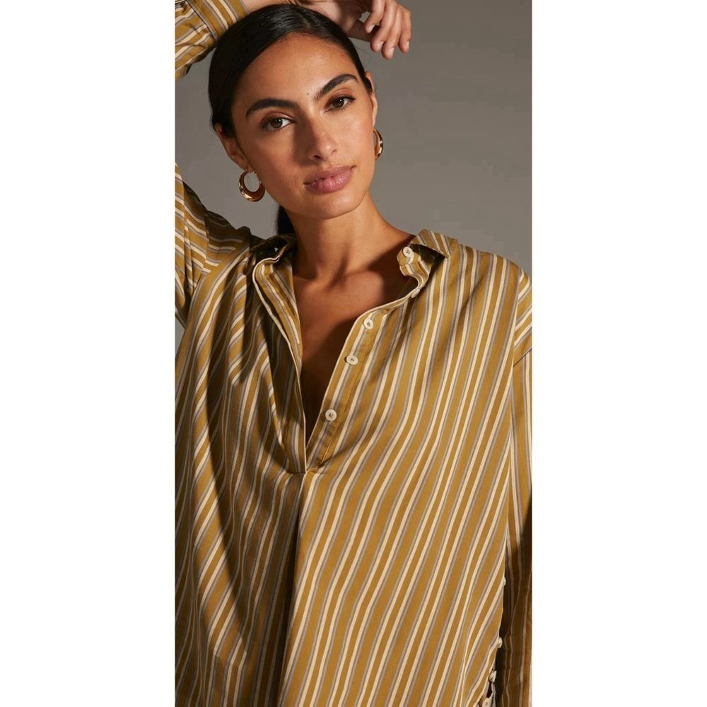 By Anthropologie Side-Button Tunic Blouse Size S